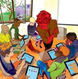 graphic of children with ipads